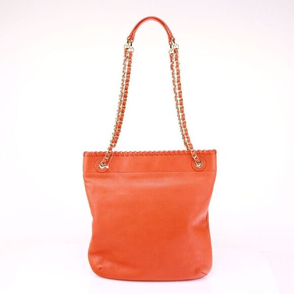NWT Tory Burch MARION Leather Book Bag with Chain Orange $495+ - Picture 7 of 10
